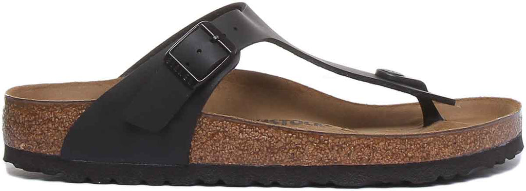 Birkenstock Gizeh sandalen voor dames Birko Flor T-band in zwart, teenslipperstijl