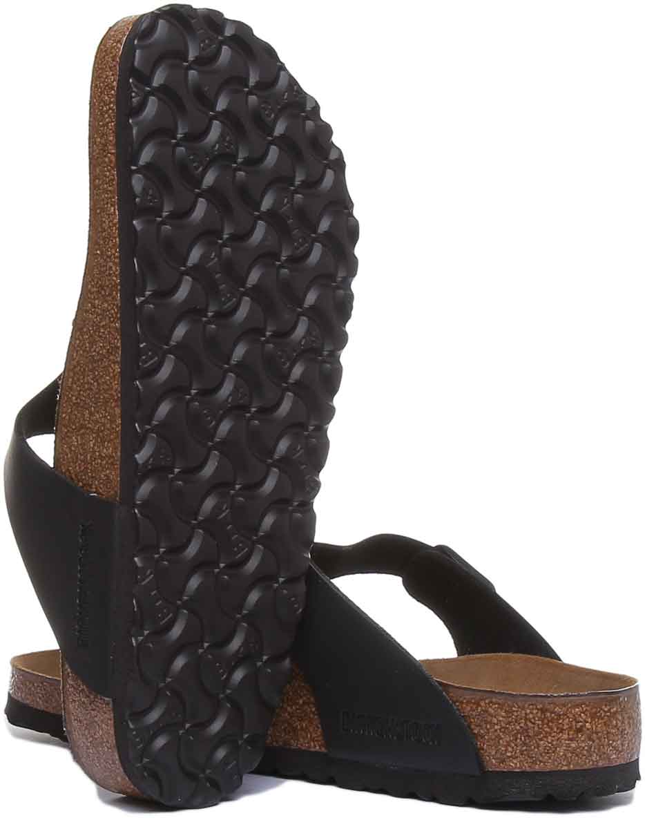Birkenstock Gizeh sandalen voor dames Birko Flor T-band in zwart, teenslipperstijl