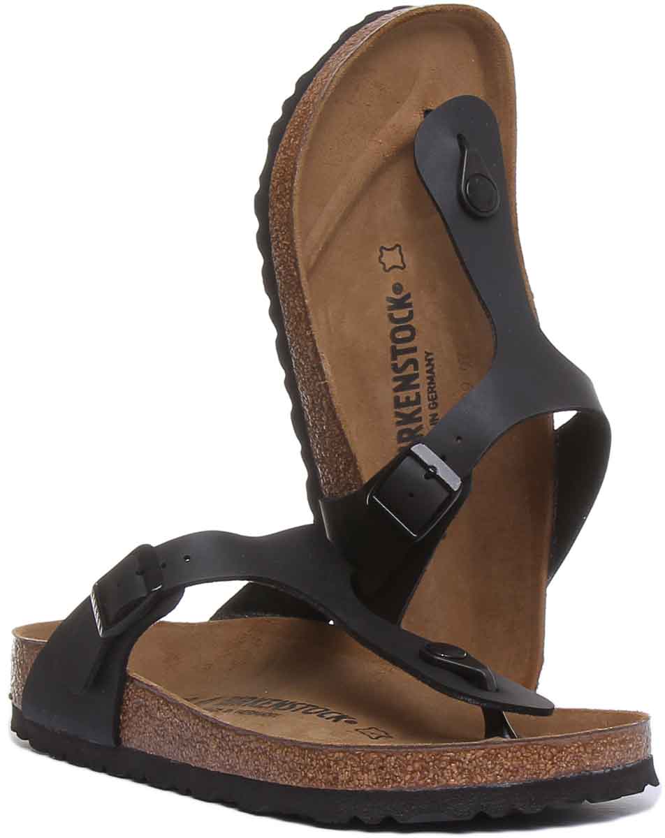 Birkenstock Gizeh sandalen voor dames Birko Flor T-band in zwart, teenslipperstijl