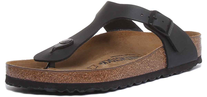 Birkenstock Gizeh sandalen voor dames Birko Flor T-band in zwart, teenslipperstijl