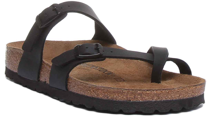 Sandalia eléctrica Birkenstock Mayari con tiras metálicas para mujer en negro