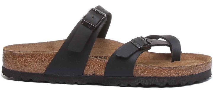 Sandalia eléctrica Birkenstock Mayari con tiras metálicas para mujer en negro