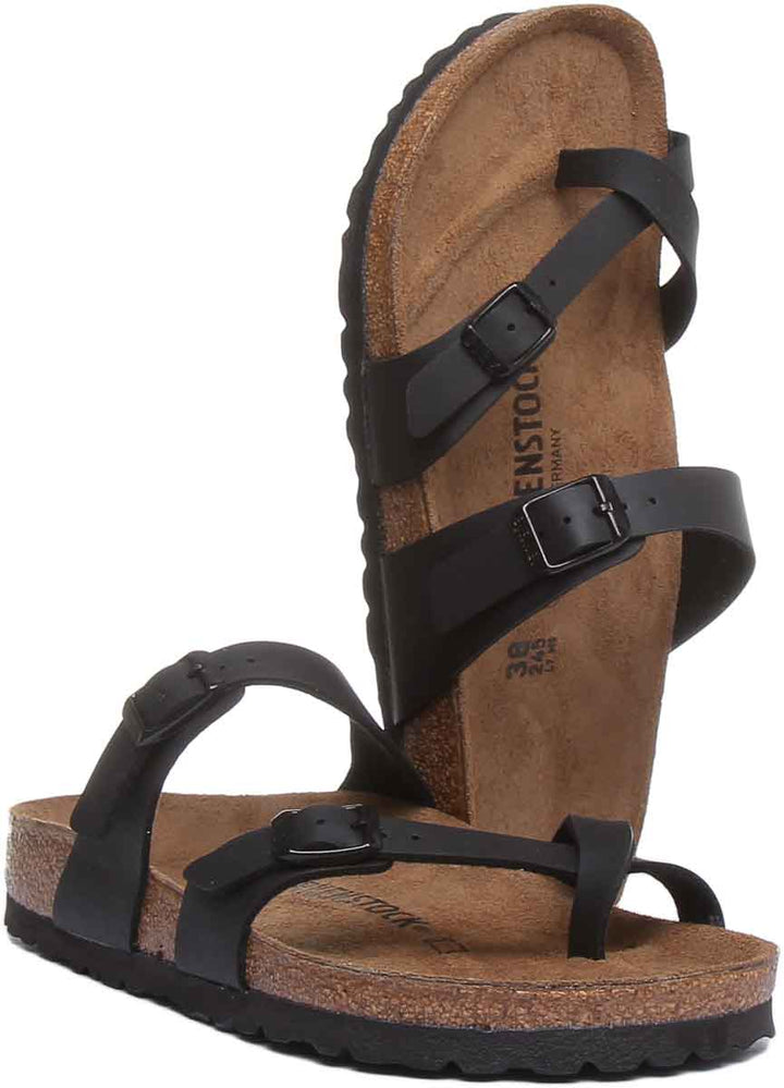 Sandalia eléctrica Birkenstock Mayari con tiras metálicas para mujer en negro