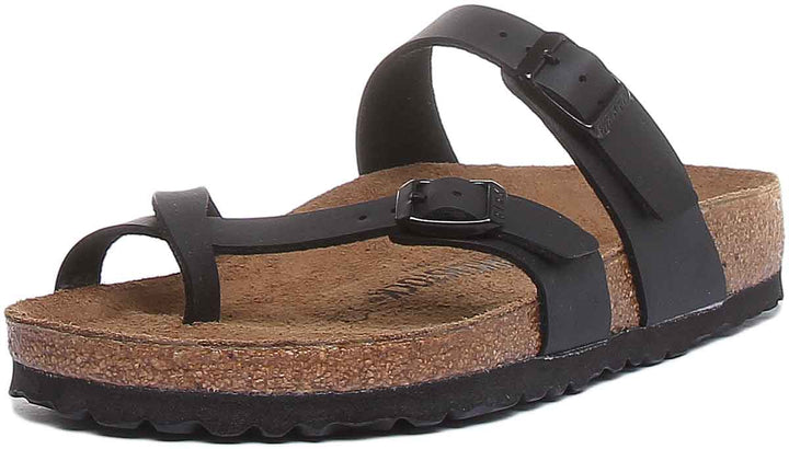 Sandalia eléctrica Birkenstock Mayari con tiras metálicas para mujer en negro