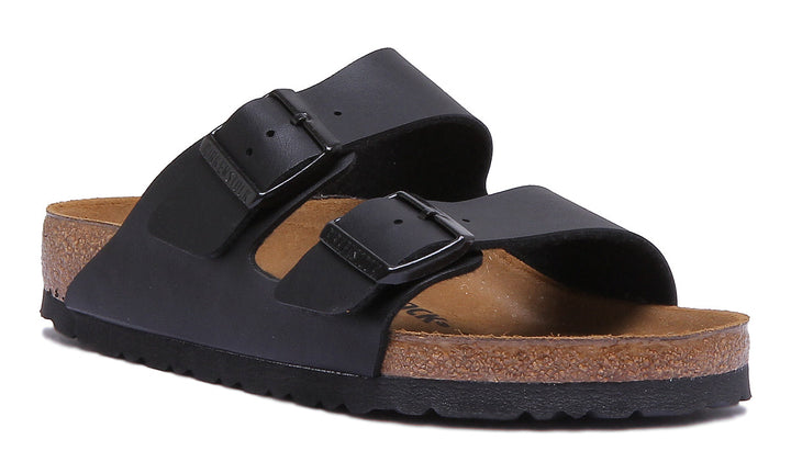 Birkenstock Arizona Sandale Birko Flor en noir à double lanière poure