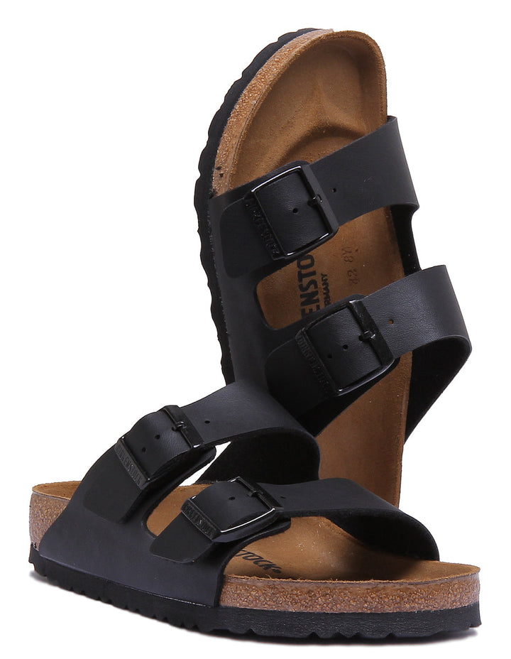 Birkenstock Arizona Sandale Birko Flor en noir à double lanière poure