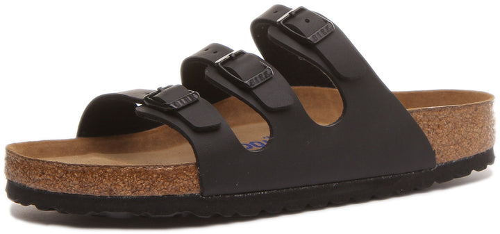 Birkenstock Florida Sandales Birko Flor à trois lanières pour femmes en noir