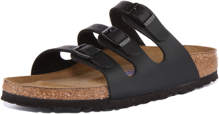 Birkenstock Florida Sandales Birko Flor à trois lanières pour femmes en noir