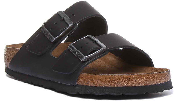Birkenstock Arizona SFB Sandale à lanière en cuir huilé poure en noir