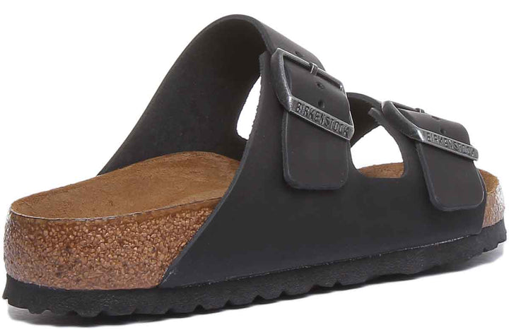 Birkenstock Arizona SFB Sandale à lanière en cuir huilé poure en noir