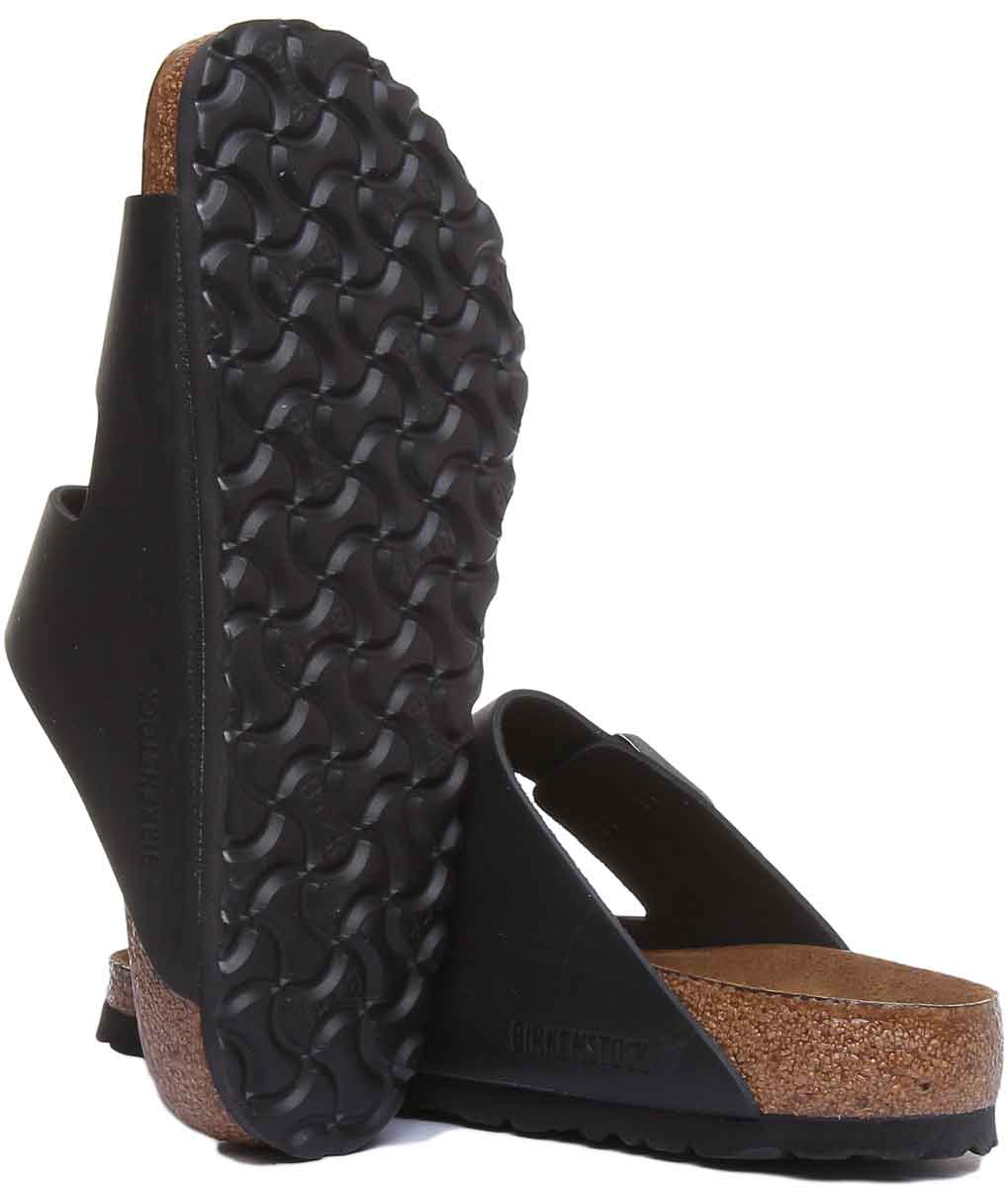 Birkenstock Arizona SFB Sandale à lanière en cuir huilé poure en noir