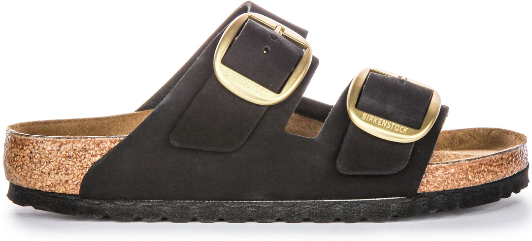 Birkenstock Arizona Big Buckle Sandales en cuir suédé pour femmes en noir