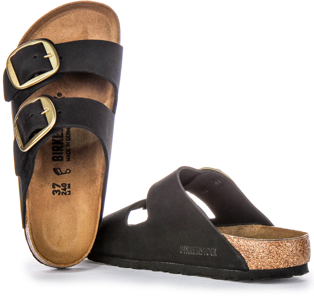 Birkenstock Arizona Big Buckle Sandales en cuir suédé pour femmes en noir