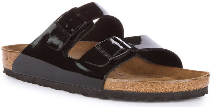 Sandale Birkenstock Arizona en verni Birko Flor, couleur noir verni