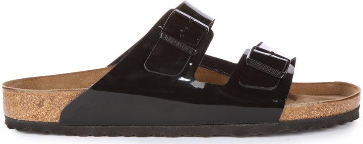 Sandalo Birkenstock Arizona in vernice Birko Flor nero lucido