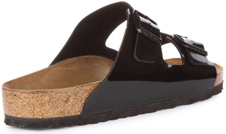 Sandale Birkenstock Arizona en verni Birko Flor, couleur noir verni