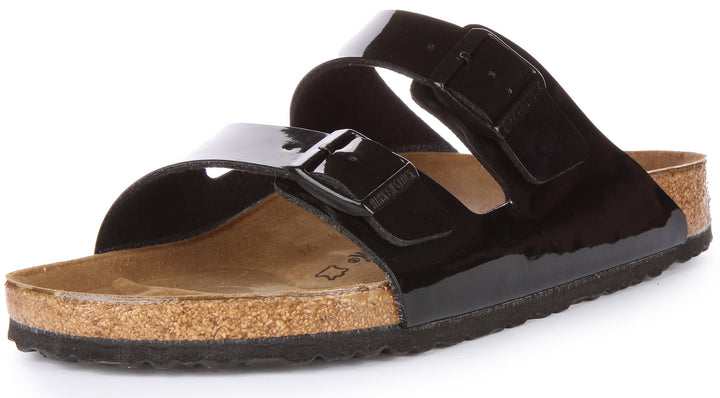 Sandale Birkenstock Arizona en verni Birko Flor, couleur noir verni