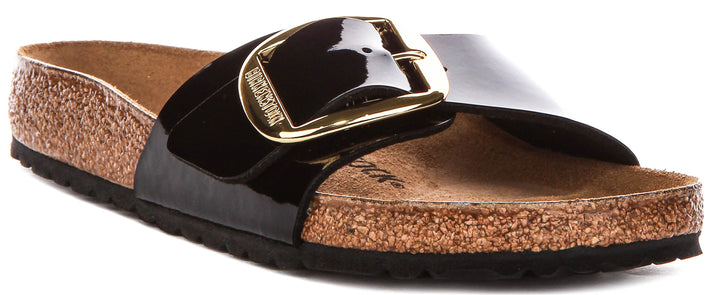 Birkenstock Madrid Big Buckle in zwart lakleer voor dames | normale pasvorm