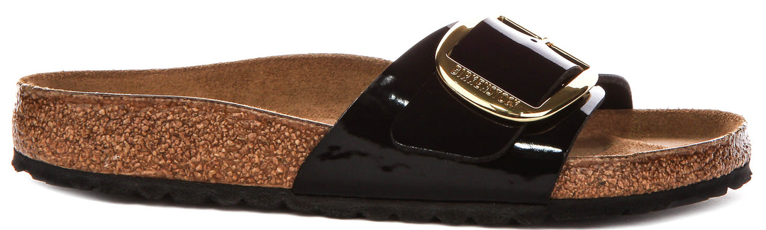 Birkenstock Madrid Big Buckle in zwart lakleer voor dames | normale pasvorm