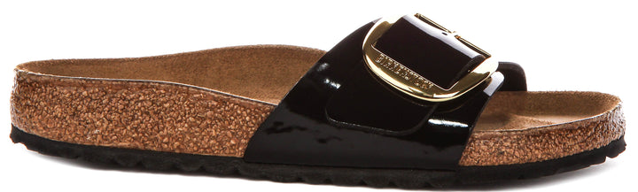 Birkenstock Madrid Big Buckle in zwart lakleer voor dames | normale pasvorm
