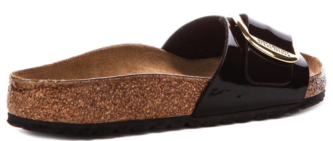 Birkenstock Madrid Big Buckle in zwart lakleer voor dames | normale pasvorm