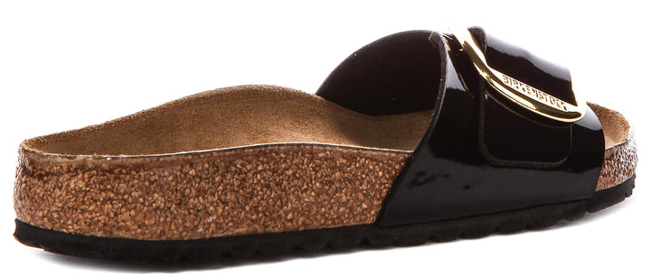 Birkenstock Madrid Big Buckle in zwart lakleer voor dames | normale pasvorm