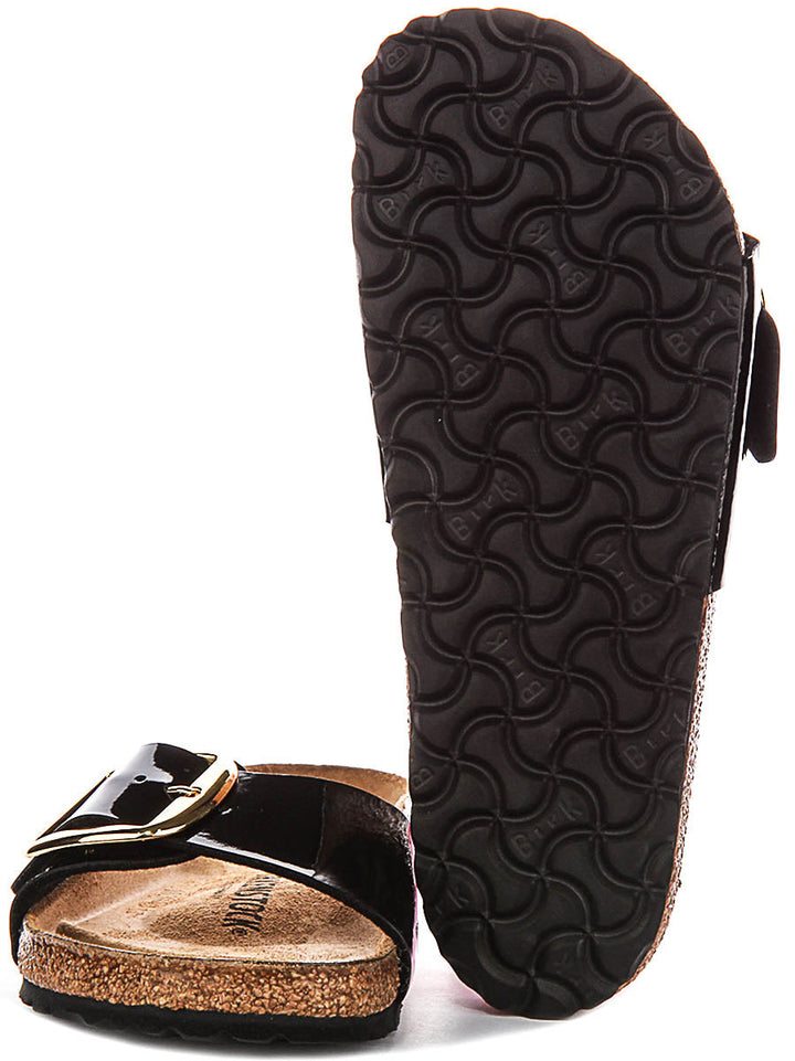 Birkenstock Madrid Big Buckle in zwart lakleer voor dames | normale pasvorm