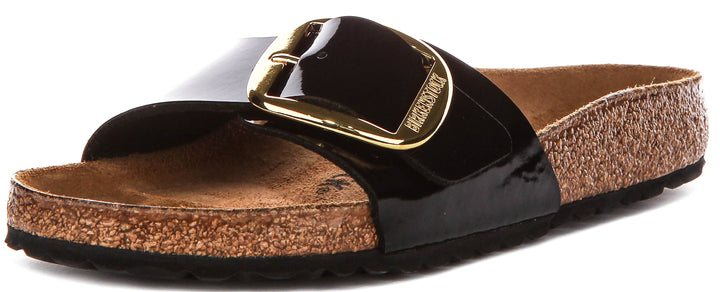 Birkenstock Madrid Big Buckle in zwart lakleer voor dames | normale pasvorm