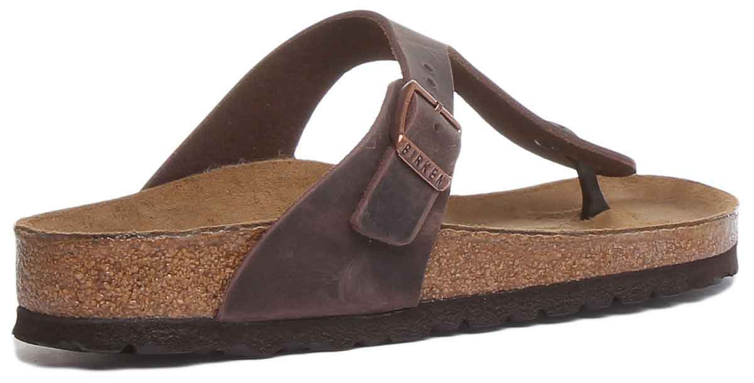 Birkenstock Gizeh sandale pour femmes en cuir huilé de style marron thong