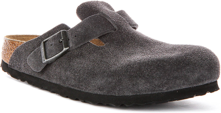 Birkenstock Boston Bs In Charcoal Suede | Narrow Fit