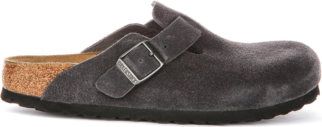Birkenstock Boston Bs In Charcoal Suede | Narrow Fit
