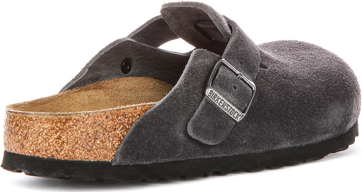Birkenstock Boston Bs In Charcoal Suede | Narrow Fit