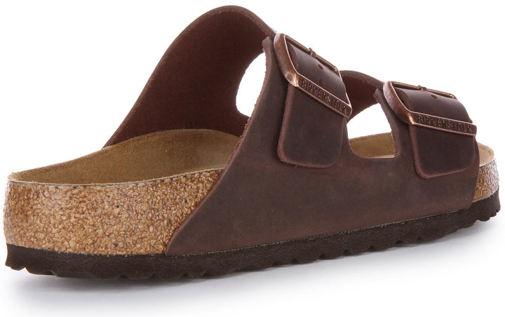 Birkenstock Arizona SFB Sandale à lanière en cuir huilé poure en choco brun