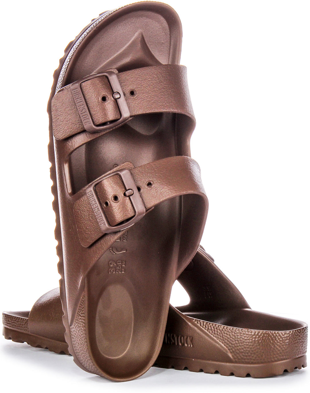 Sandales Birkenstock Arizona Eva en caoutchouc pour femmes en brun foncé  