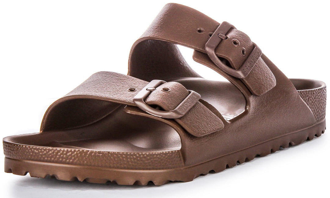 Sandales Birkenstock Arizona Eva en caoutchouc pour femmes en brun foncé  