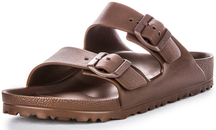 Sandales Birkenstock Arizona Eva en caoutchouc pour femmes en brun foncé  