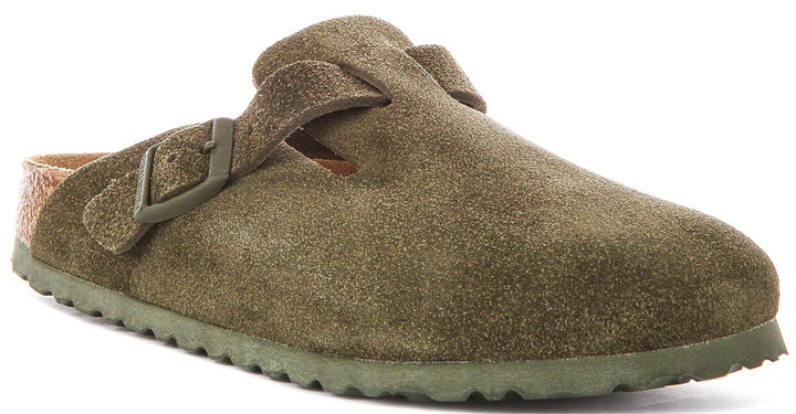 Birkenstock Boston Bs In Dark Green | Narrow Fit