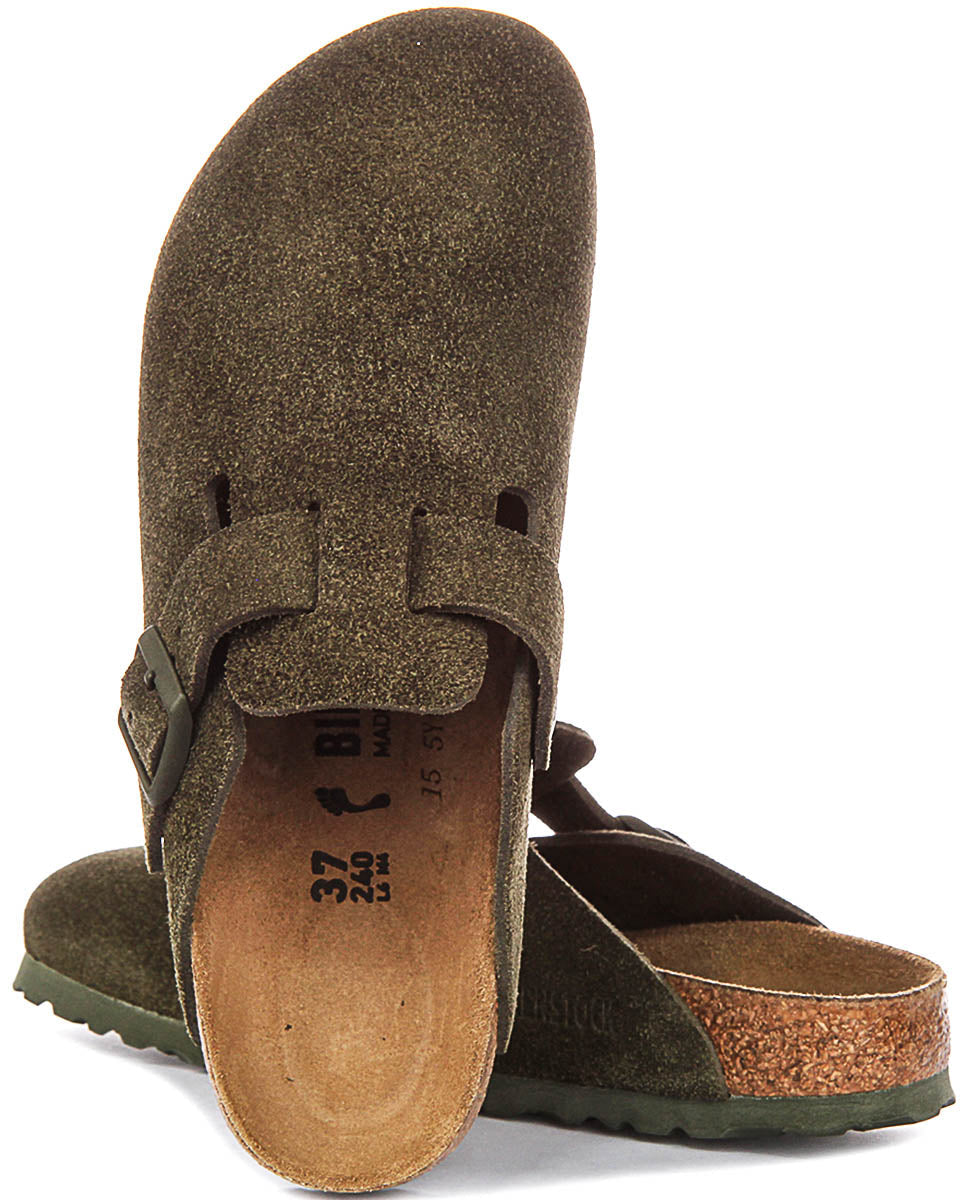Birkenstock Boston Bs In Dark Green | Narrow Fit