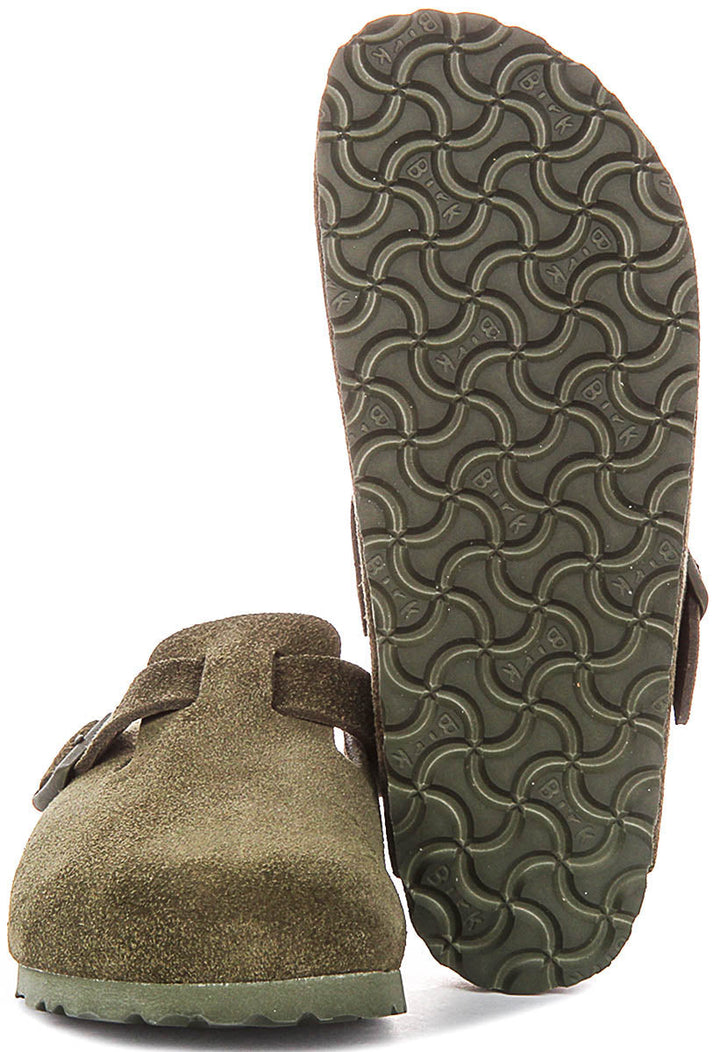 Birkenstock Boston Bs In Dark Green | Narrow Fit