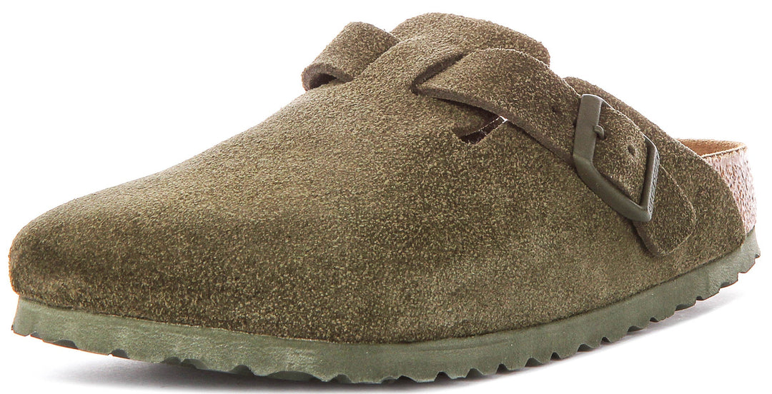 Birkenstock Boston Bs In Dark Green | Narrow Fit