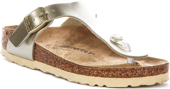 Birkenstock Gizeh Kids Bs In Gold For Junoir | Narrow Fit