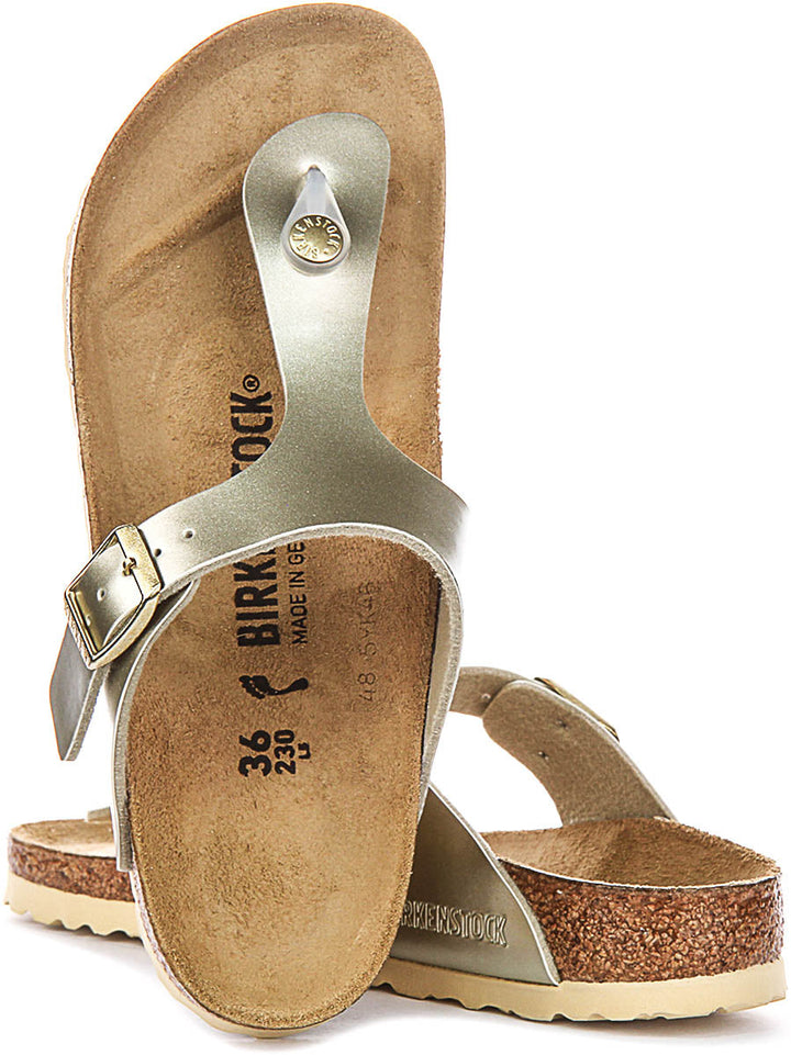 Birkenstock Gizeh Kids Bs In Gold For Junoir | Narrow Fit