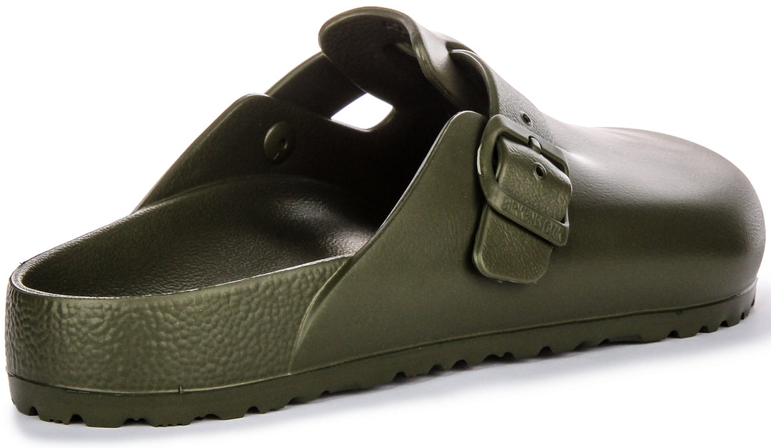 Birkenstock Boston EVA Sabots en Caoutchouc EVA de Haute Qualité et Neutre en Odeur Kaki