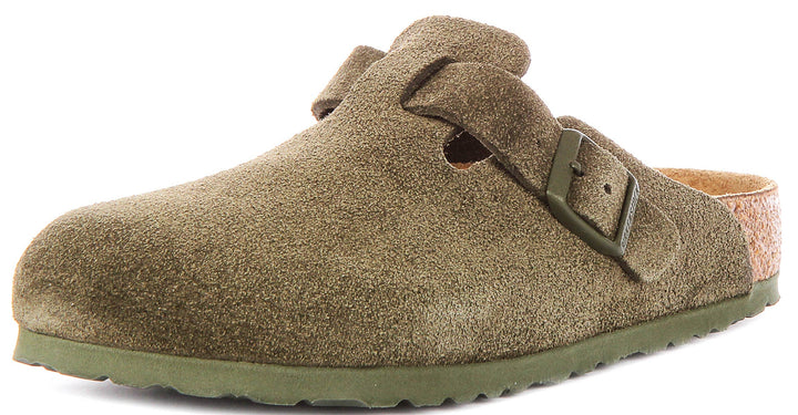 Birkenstock Boston Bs In Khaki Green | Regular Fit
