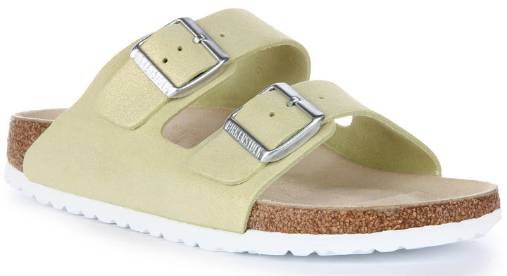Birkenstock Arizona Sandale en cuir daim poure en vert clair