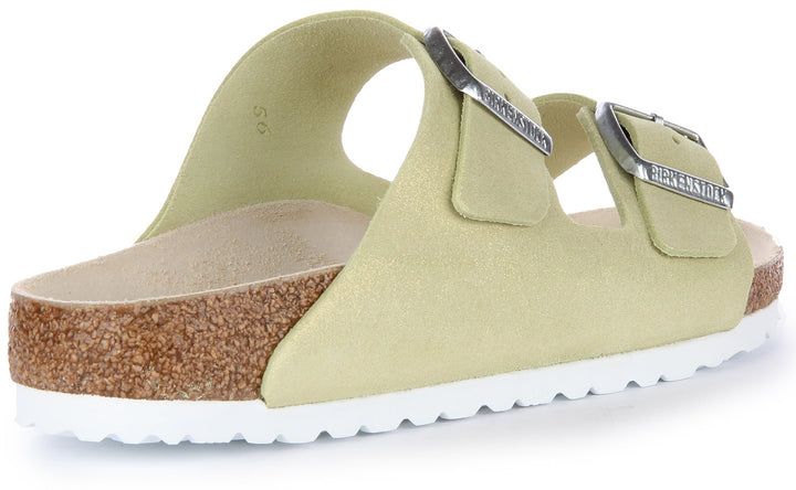 Birkenstock Arizona Sandale en cuir daim poure en vert clair