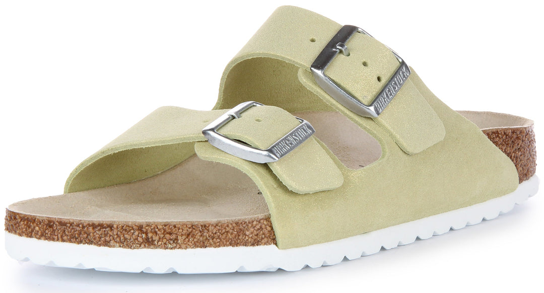 Birkenstock Arizona Sandale en cuir daim poure en vert clair