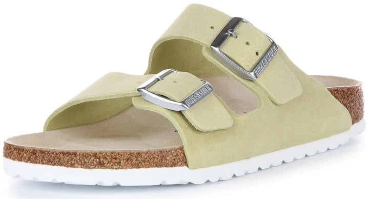 Birkenstock Arizona Sandale en cuir daim poure en vert clair