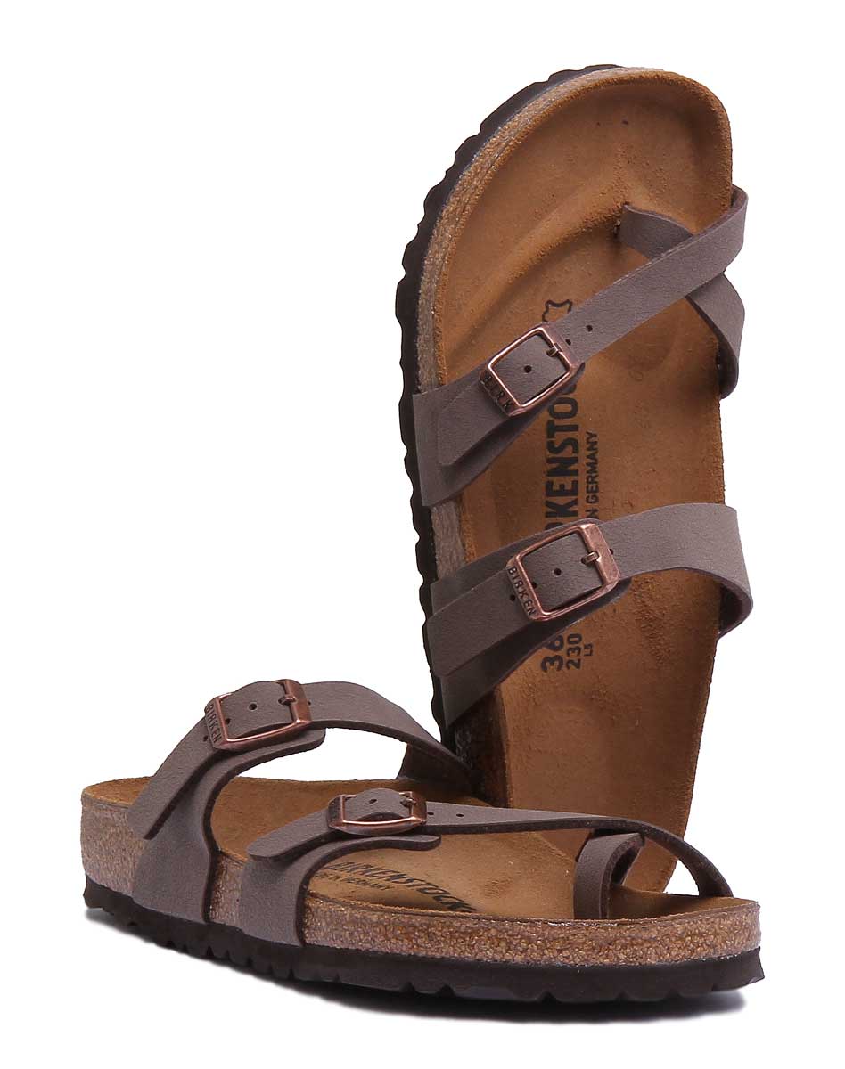Sandalia Birkenstock Mayari con tiras Birko Flor para mujer en moca