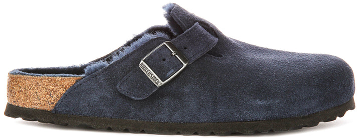 Birkenstock Boston Shearling In Navy | Regular Fit